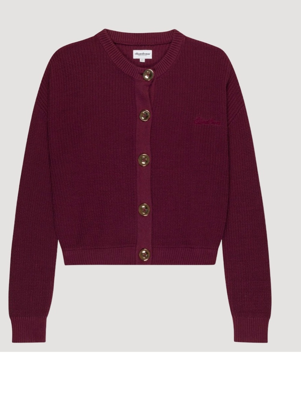 Ellandemm Burgundy Button-Front Knit cardigan Sweater